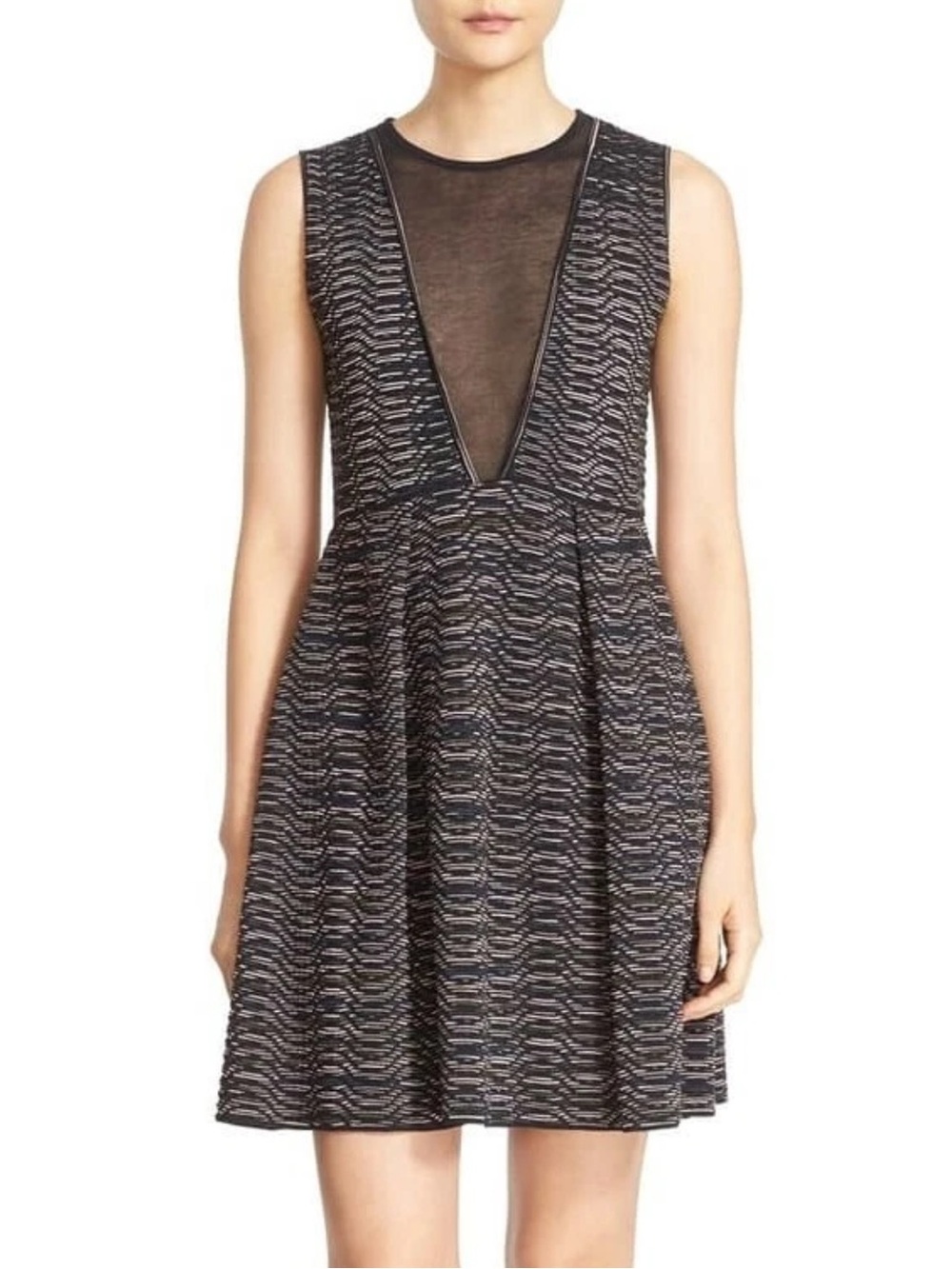 M Missoni  Womens Space Dye Sleeveless Fit & Flare Dress Black Size 44